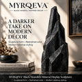 MYRQEVA™ Black Monolith Mineral Display Sculpture – Large Black Crystal-Inspired Resin Sculpture, Modern Tabletop & Console Décor, Faux Mineral Specimen