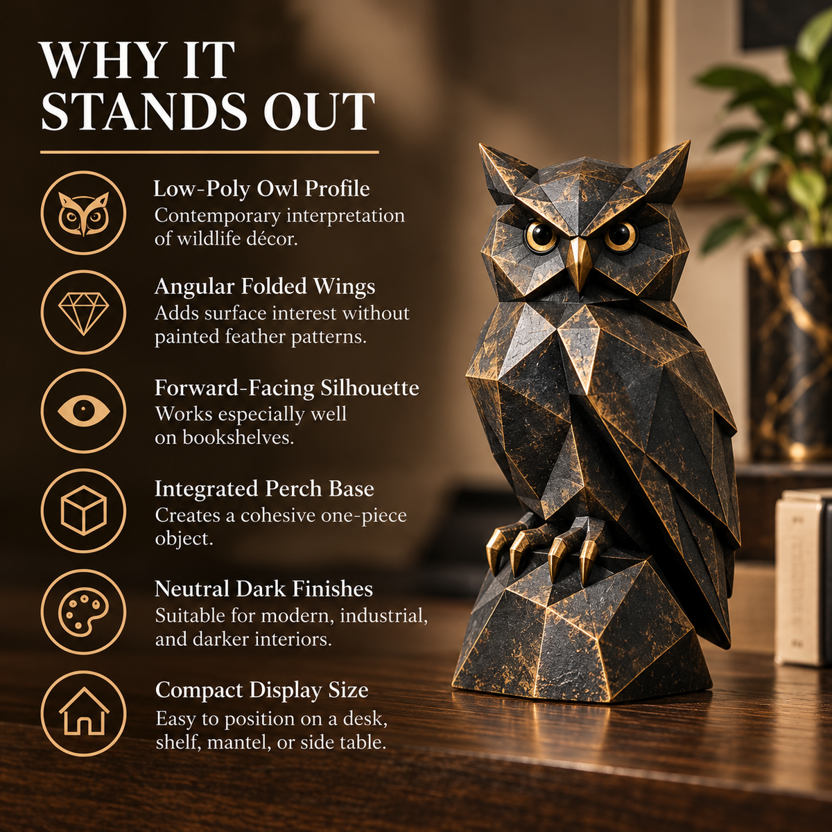 MYRQEVA™ Nightwing Faceted Owl