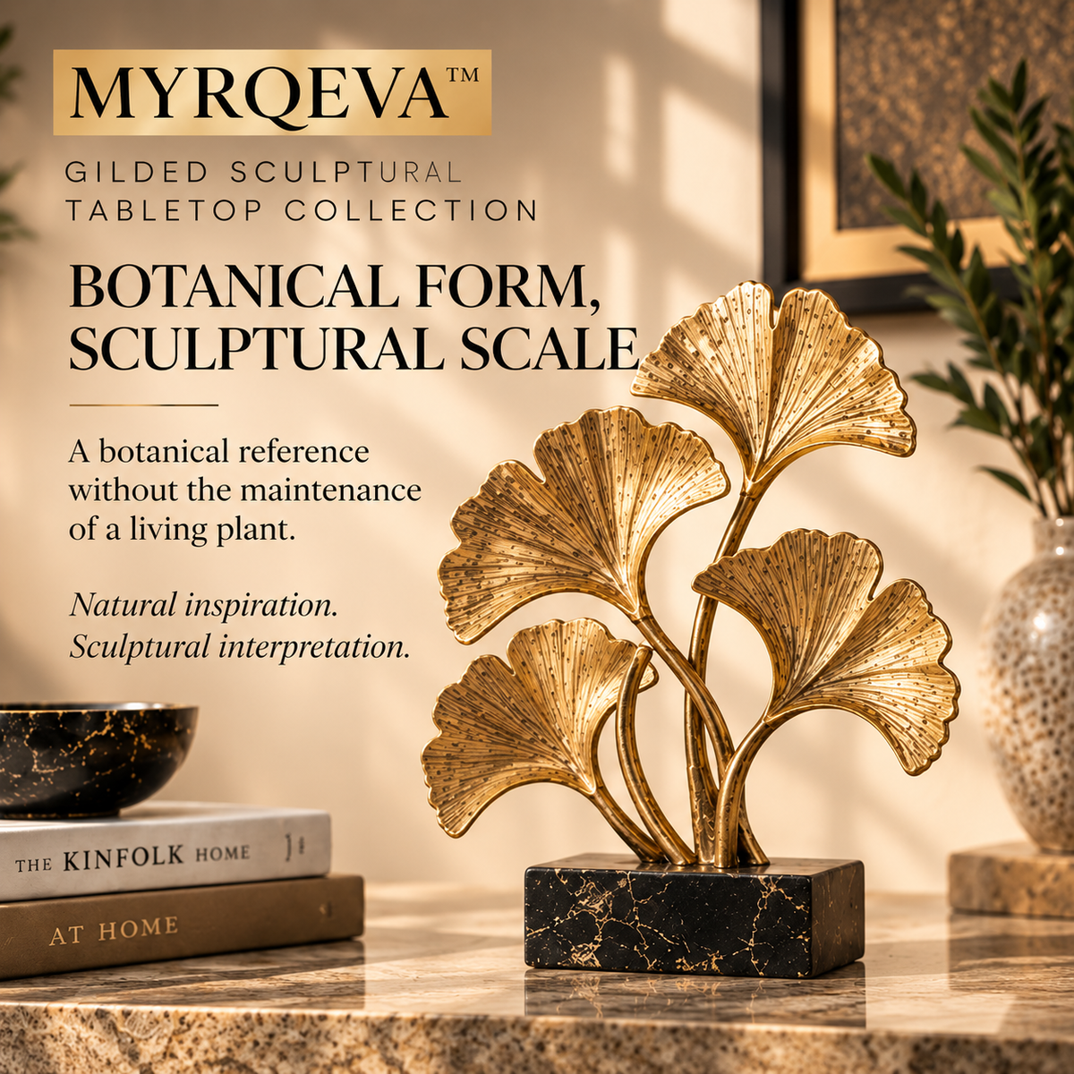 MYRQEVA™ Golden Crown Ginkgo Tree Sculpture - Plant-gold-plated Leaf Desktop Decoration