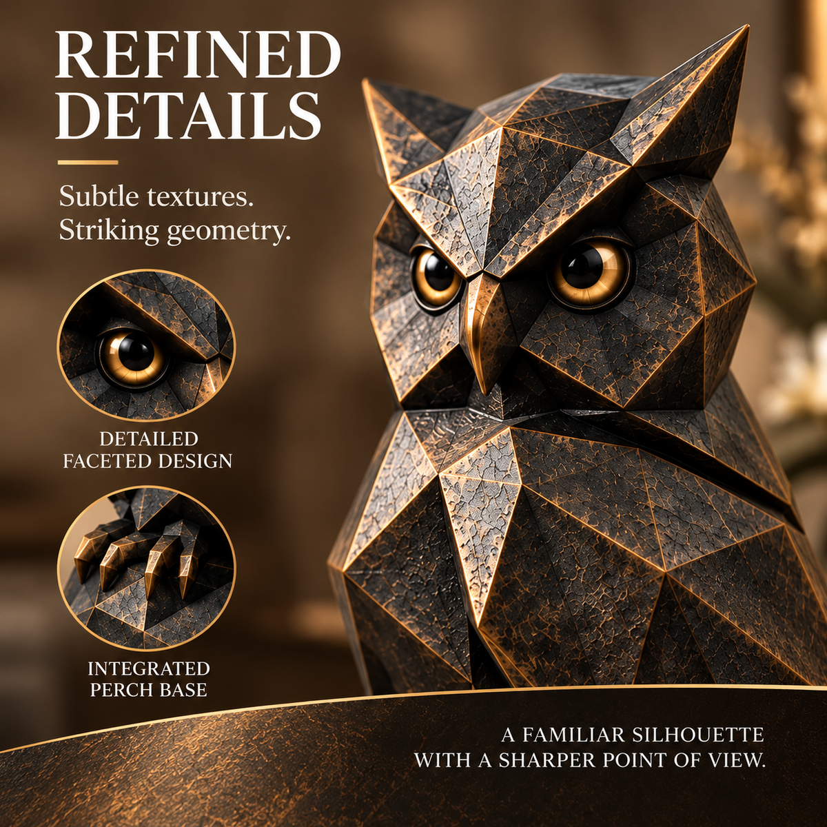 MYRQEVA™ Nightwing Faceted Owl