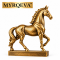 MYRQEVA™ Golden Crest Stallion Sculpture — Modern Gold Horse Figurine, Equestrian Desk & Shelf Décor