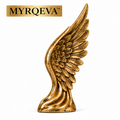 MYRQEVA™ Golden Wings Sculpture - Gilded Feathers and Wings Desktop Decor, Modern Gold Storage Rack Accent