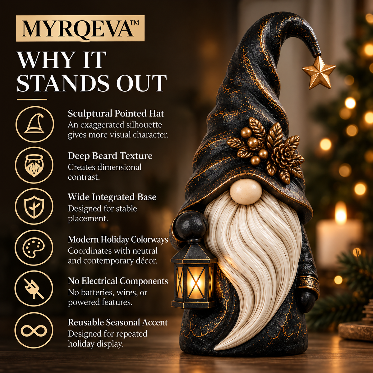 MYRQEVA™ Northwood Shadow Holiday Gnome