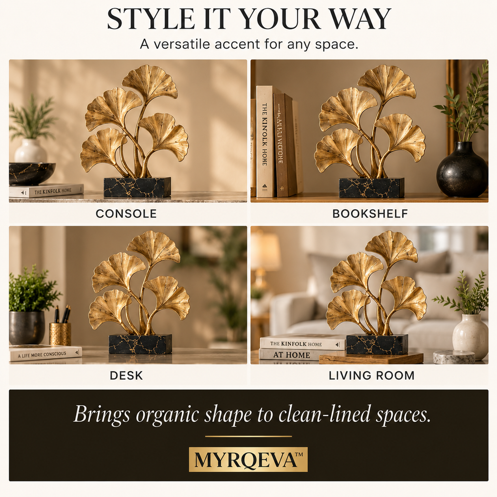 MYRQEVA™ Golden Crown Ginkgo Tree Sculpture - Plant-gold-plated Leaf Desktop Decoration